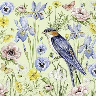 Imagem de Guardanapo para Decoupage Ihr 33x33 Flores & Pássaro C/ 2 Unidades - G