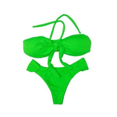 Imagem de BIQUINI sem alça DE AMARRAR COM BOJO VERDE NEON P - SOL BEACH