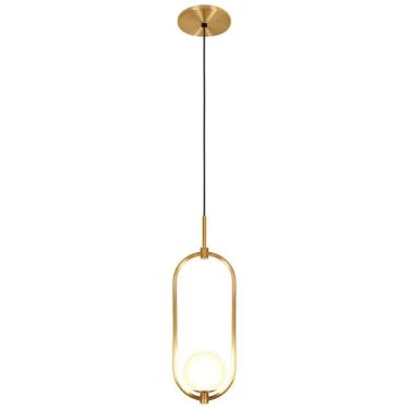 Imagem de Kit 3 Luminárias Lustre Arco Dourado Globo Cama Quarto 43Cm
