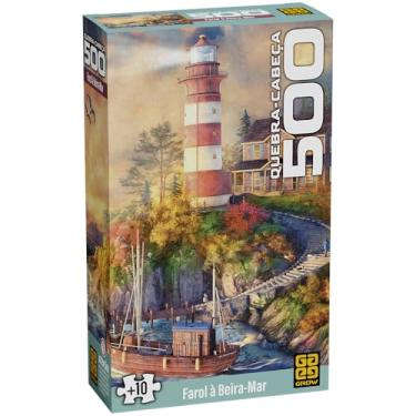 Imagem de Quebra-cabeça Cartonado, Grow, Farol a Beira Mar, 500 Peças