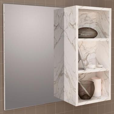 Imagem de Armário para Banheiro 3 Prateleiras Mármore Branco Bn3609 - Tecno Mobi