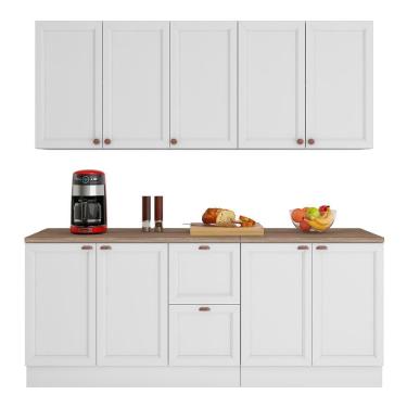 Imagem de Cozinha Modulada Unna 4 Peças Balcão 120cm Branco Com Tampo Mdp - Poliman Móveis Branco