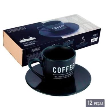 Imagem de Xícara de Porcelana 80ml 12 Peças Manhattan Preto - ETILUX