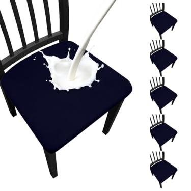 Imagem de Fafua Conjunto de 6 capas de assento de cadeira de jantar impermeáveis removíveis para cadeiras de jantar, cozinha, hotel, festa