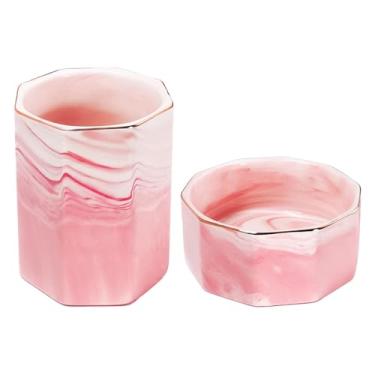 Imagem de Conjunto de 2 acessórios de mesa estéticos para decoração de mesa de escritório - Acessórios de mesa de concreto resistente para mulheres ou homens melhoram qualquer decoração de escritório - conjunto