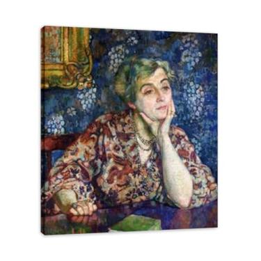 Imagem de ThinkingThéo van Rysselberghe: Impressão em tela neoimpressionista belga chave 40 x 48 cm emoldurada