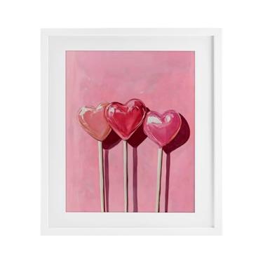 Imagem de Stupell Industries Impressão emoldurada de três pirulitos em rosa e branco sob vidro, design por Arlington Prints, 40 x 33