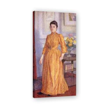 Imagem de Saia longa dourada Neo-impressionista do início do século XX: Théo van Rysselberghe Canvas Art40x80cm emoldurada