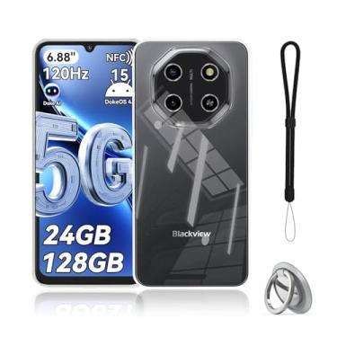 Imagem de NOUKAJU Capa para Blackview Shark 6, capa protetora transparente TPU, função de suporte, suporte ajustável, capa protetora para Blackview Shark6 (transparente)