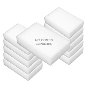 Imagem de Kit Esponja Mágica Multiuso Branca para Limpeza Pesada de Paredes, Inox e Azulejos (10)