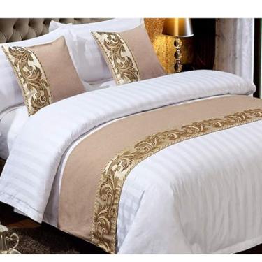 Imagem de Cachecol de cama de hotel algodão e linho jacquard proteção moderna de alta qualidade decoração de cama cachecol simples para cama de solteiro queen size cinza 3||50 x 180 cm para cama de 1,2 m