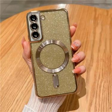 Imagem de Capa de telefone com brilho magnético chapeado para samsung galaxy s24 s23 s21 fe s22 plus ultra macio tpu capa traseira, ouro, para samsung s24ultra