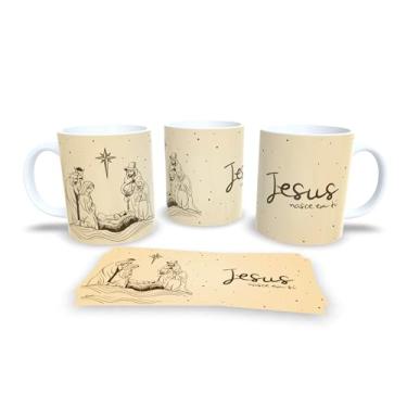 Imagem de Caneca Natalina Família Feliz, Porcelana Branca com Design Preto e Dourado, Mensagem Inspiradora em Português (2303)