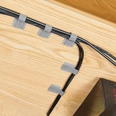 Imagem de 5 peças de fita mágica autoadesiva de dados com fivela adesiva para cabos de carregamento organizador de cabos de escritório em casa, azul