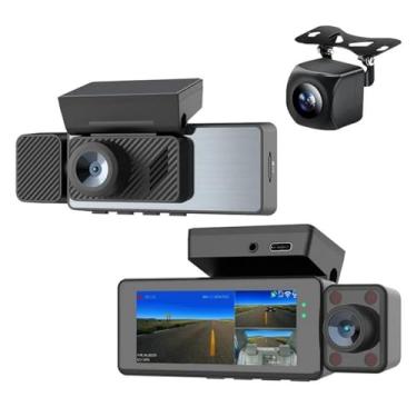 Imagem de Miluqike Dash Cam, DVR Automóvel de 3,16 Polegadas com 3 Lentes, Câmera de Veículo HD, Gravador de Vídeo DVR com Três Câmeras, Mini Dashcam, Filmadora