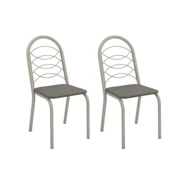 Imagem de Kit 2 Cadeiras De Cozinha Holanda 2c009nk Aço 2 Un Niquel-linho Escuro - Kappesberg