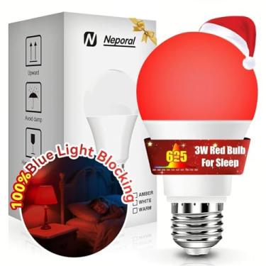 Imagem de Neporal Lâmpadas vermelhas de 625 nm para dormir 3W, 100% lâmpadas de bloqueio de luz azul para promoção de melatonina, lâmpada noturna de LED A19 equivalente a 40 W para berçário, sono, leitura, 1