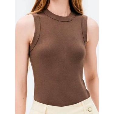 Imagem de Regata Slim Hering 4AL6 Feminina Decote Redondo Canelada Algodão T. P/