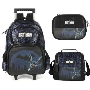 Imagem de Kit Mochila Rodinha Lancheira Estojo Escolar Menino Batman - Luxcel, P