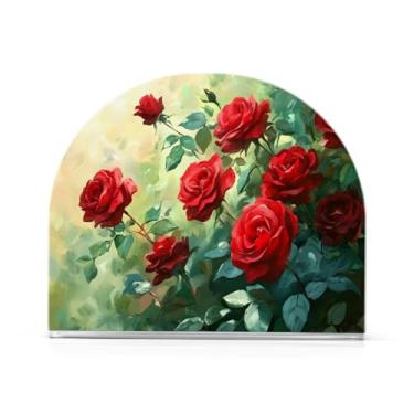 Imagem de Qilmy Porta-guardanapos rosa vermelha do dia dos namorados para mesas - porta-guardanapos para cozinha, porta-guardanapos de mesa, porta-guardanapos de coquetel, porta-guardanapos moderno, guardanapos