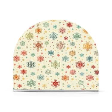 Imagem de Qilmy Lindo suporte de guardanapo acrílico de flocos de neve de Natal, porta-guardanapos para mesas cozinha restaurante decoração de casa, suporte decorativo moderno para guardanapos de coquetel de