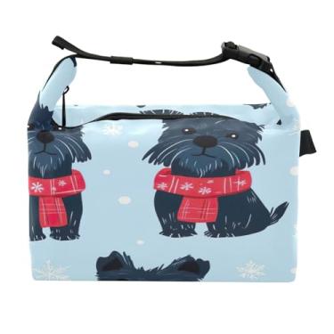 Imagem de STAYTOP Cachorro fofo usando um cachecol vermelho lancheira com fivela de alça, lancheira isolada para meninos e meninas lancheira bolsa térmica para trabalho escolar