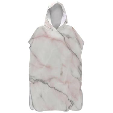 Imagem de Joisal Poncho de surf para adultos trocador de roupa de praia com capuz toalha floral plus size masculino poncho com capuz mármore branco