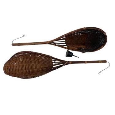 Imagem de Nahpahtra Cesta de orquídea pendurada em vaso de bambu, gancho de metal, feito à mão, 100% de 10 cm, conjunto de 2 para gazebo de treliça, para decoração de ambientes internos e externos, plantador de