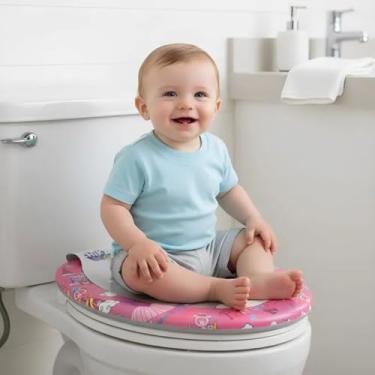 Imagem de Redutor Assento Vaso Sanitário Infantil Anatômico Estável Higiênico Desfralde Fácil Conforto Segurança PVC Leve (Rosa)