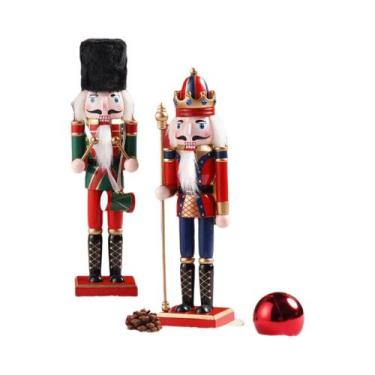 Imagem de Decoração De Natal Vintage De 30CM, Soldado Boneco Quebra-Nozes, Escul