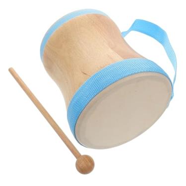 Imagem de VANZACK Tambor de mão para iniciantes para meninos e meninas, crianças, pele de carneiro, tocando à mão, instrumento de percussão portátil de madeira para aulas de música