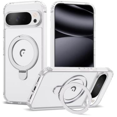 Imagem de VIJISEA Capa compatível com Google Pixel 9 Pro XL/Pixel 10 Pro XL com suporte de anel magnético, [compatível com Mag-Safe], capa protetora à prova de choque de 6,8 polegadas para mulheres e homens