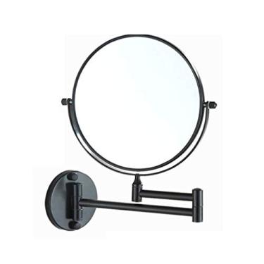 Imagem de CZCZC Espelho de maquiagem montado na parede, espelho giratório de dupla face, aumento dobrável, espelho de beleza cosmético, preto_20 cm