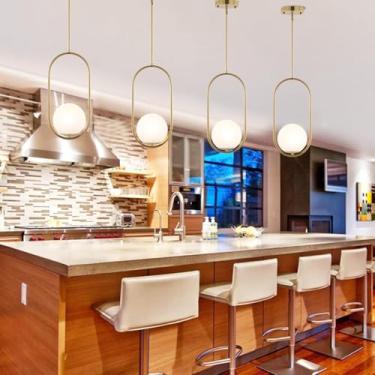 Imagem de Luminária pendente moderna E14 de estilo simples para mesa de jantar, lustre de vidro com cúpula oval de metal, altura ajustável, ideal para cabeceira, sala de estar, quarto, corredor e ilum