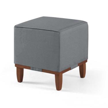 Imagem de Pufe Decorativo Quadrado Rodapé Madeira e Debrum Oxford 40 - Due Decor
