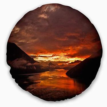 Imagem de Designart nascer do sol em dia nublado fotografia de paisagem da Nova Zelândia, sala de estar, sofá, almofada de alta qualidade + capa de almofada impressa em ambos os lados 40 cm