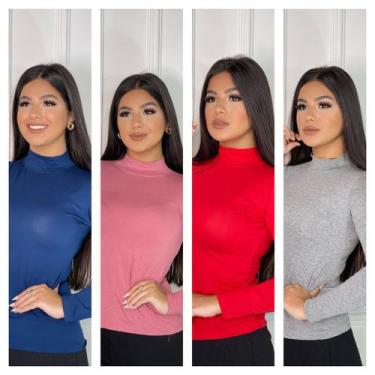 Imagem de Kit 4 blusa feminina básica cacharrel manga longa - GK TODA BELA, Mari