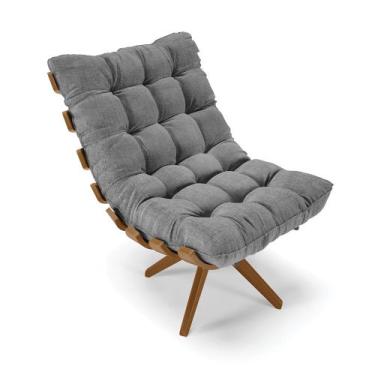 Imagem de Poltrona Giratória Costela Linho Base de Madeira MA30 M11 - D'Rossi, A