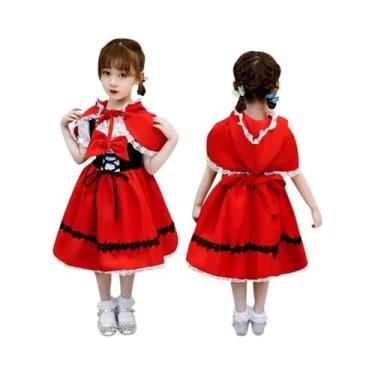 Imagem de Fantasia De Chapeuzinho Vermelho Deluxe Para Meninas Com Capa E Bolsa,