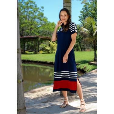Imagem de Vestido Midi Pau a Pique Listrado Azul Marinho