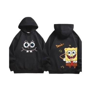 Imagem de Moletom De Poliéster Do Cartoon Spongebob Squarepants Com Capuz E Mang