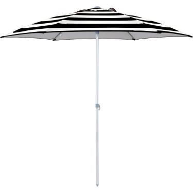 Imagem de Guarda Sol Milagres 2,40 M Preto E Branco Listrado Alumínio Vareta Fibra Vidro 12755 Bel