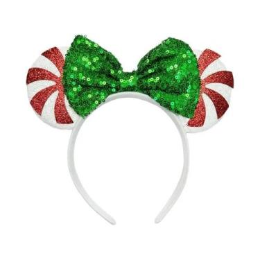Imagem de Tiara De Natal Com Lantejoulas Em Forma De Floco De Neve Do Mickey Mou