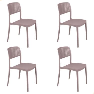Imagem de Kit 4 Cadeira Tramontina Serena Em Polipropileno Cor Camurça 92096210