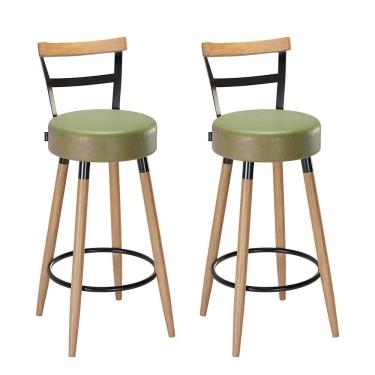 Imagem de Kit 2 Banquetas Alta Moscou Pés Palito Tecido Sintético Verde