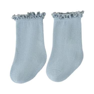 Imagem de Meias De Algodão Com Babados Para Bebês Meninas, Meias Curtas De Princ