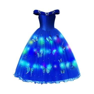 Imagem de Vestido Infantil Com Luzes LED, Roxo E Verde, Fantasia De Cosplay Para