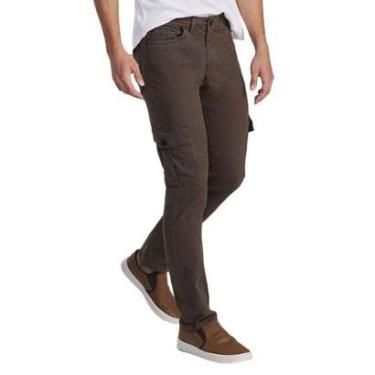 Imagem de Calça Masculina Max Denim de Sarja Cargo Verde Escuro-Masculino