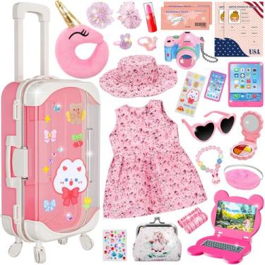 Imagem de Conjunto de viagem Doll Suitcase XFBB com 26 acessórios para 18 polega