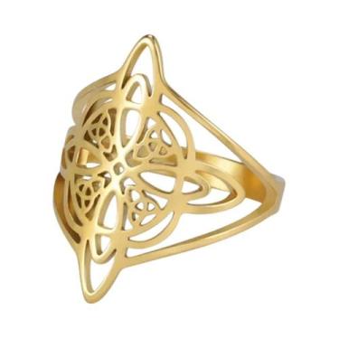 Imagem de Anel De Aço Inoxidável Com Nó Celta Triquetra Wicca, Amuleto De Proteç